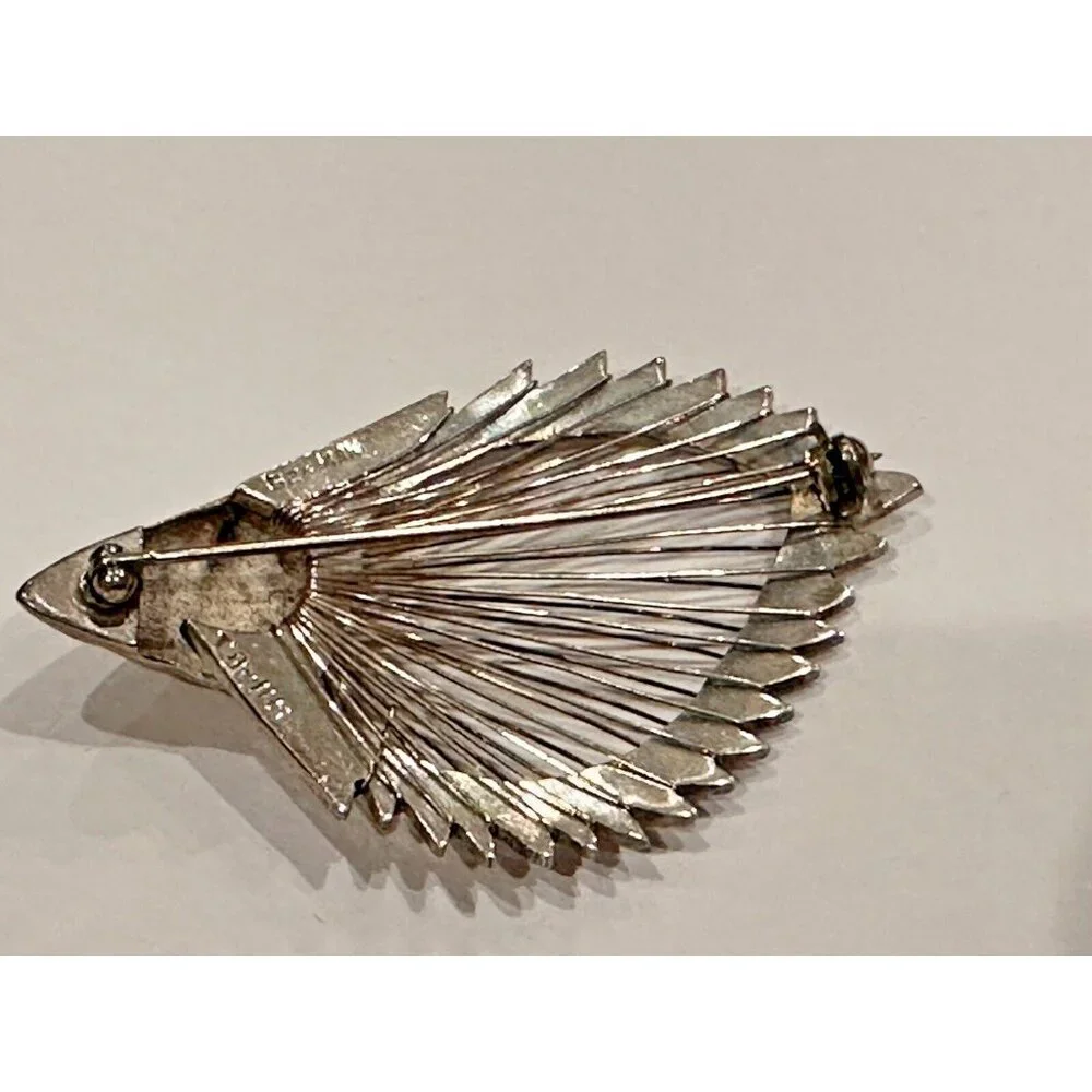 TAXCO TA-116 STERLING SILVER 925 WIRE ART SPIRAL SEASHELL 2" BROOCH PIN EUC - Picture 5 of 6